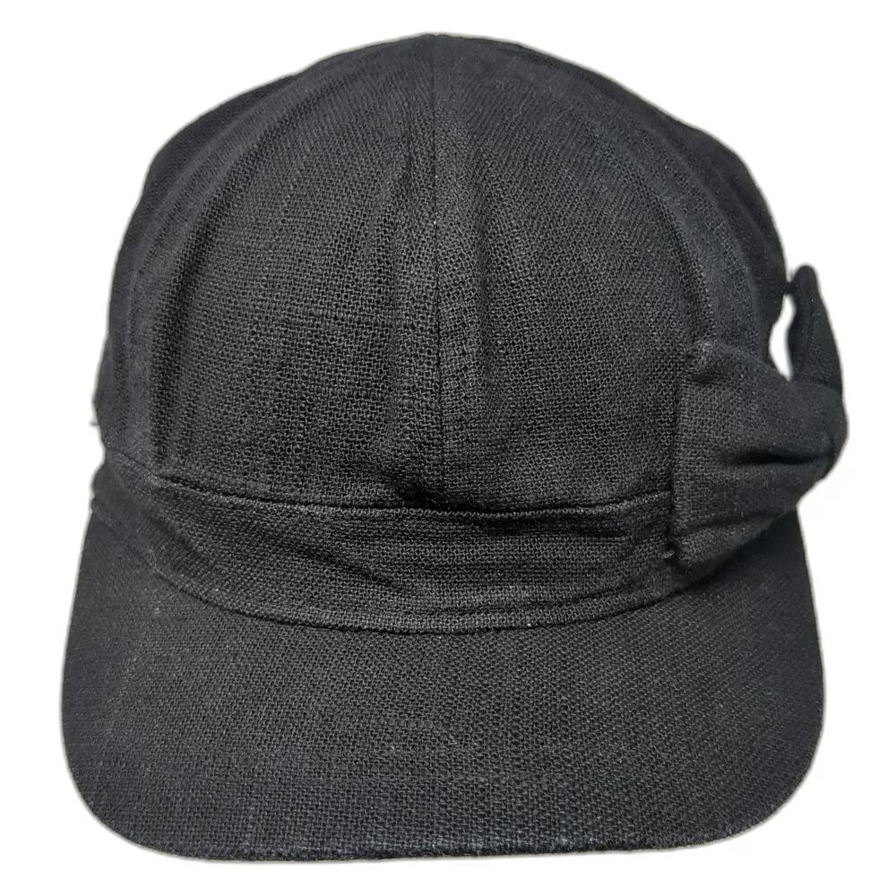 Time and Tru Army Cap Black One Size Side Bow Textured Cadet Military Style Hat